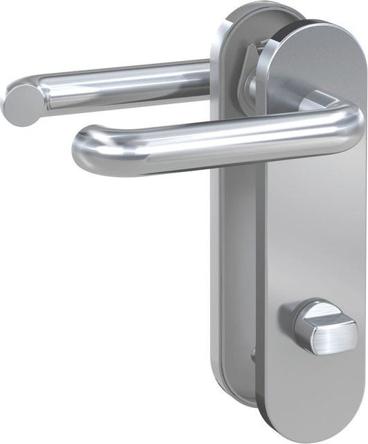 BASI Kurzschild-Drücker-Garnitur ZB 3800 in Edelstahl Silber, Lochung WC/Bad, Links, B/H/T: 190,0 x 80,0 x 155,0 mm - Bild 1