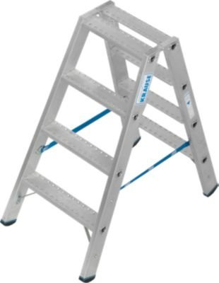 Krause Stabilo Doppelleiter R13 2x4 Stufen in Silber aus Aluminium mit selbstreinigendem 80 mm Lochbild und SafetyCap - Bild 1