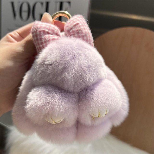 Schlüsselanhänger Kaninchenfell, Plüschhase, violett, Unisex - Bild 1