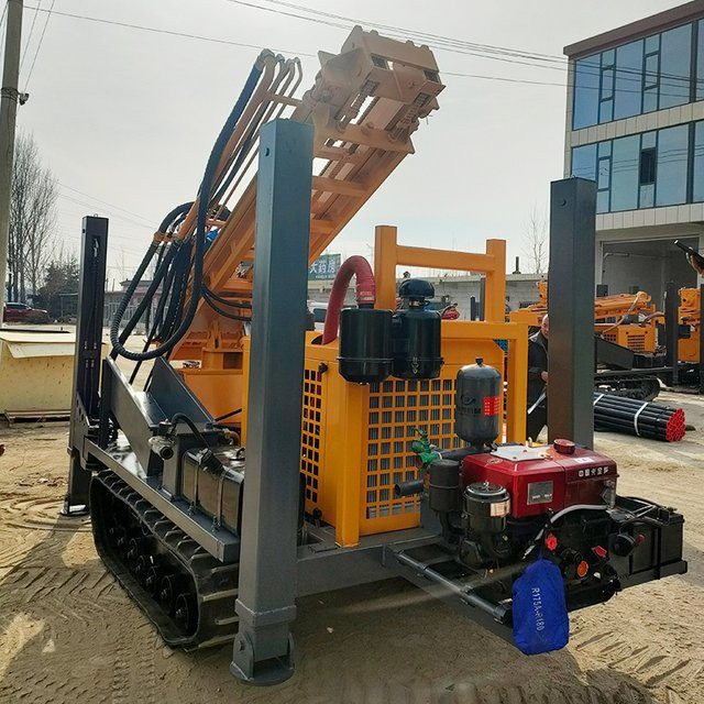 Relied Diesel-Tiefbrunnenbohrmaschine mit Rädern, hydraulisch, gelb, 200 m - Bild 1