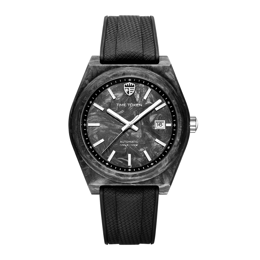 TIME TOKEN Armbanduhr Automatik, Kohlefaser, Schwarz, Herren - Bild 5