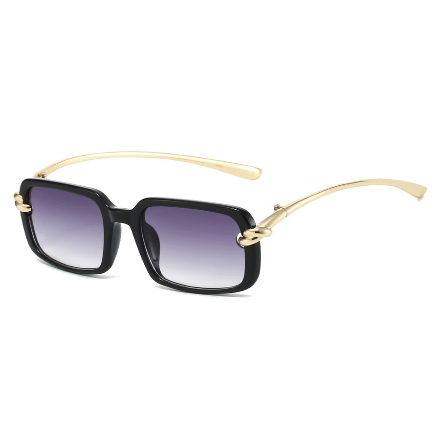 Quadratische Retro-Brille, Vollrand, Metall, Gold, Damen - Bild 2