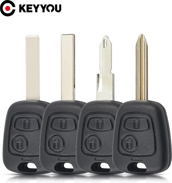 KEYYOU 2er Set Auto Schlüssel Fob Hülle für Citroen und Peugeot in Schwarz - Bild 1