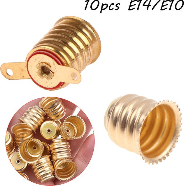 10er Set JETTING E10 Lampenfassungen aus Kupfer in Gold/Messing für elektrische Experimente und Schaltkreise - Bild 1