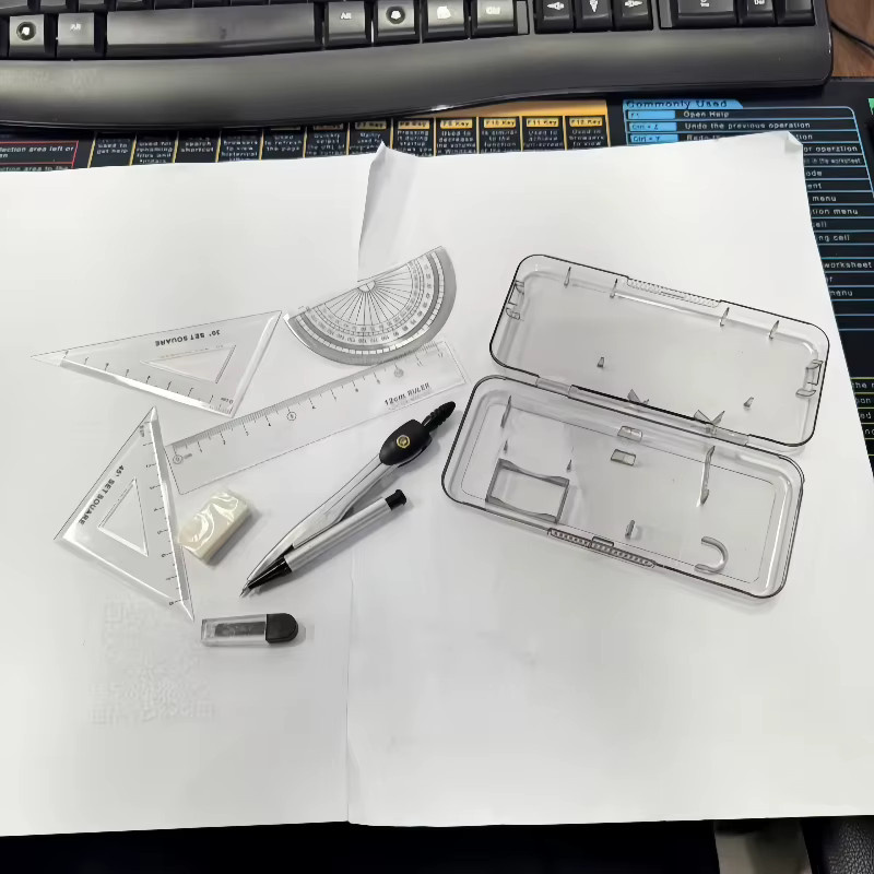 7-teiliges Schreibwaren-Set mit Zirkel und Lineal für Schule und Büro, 2 Sets inklusive Radiergummi - Bild 3
