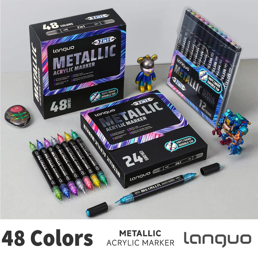 LanGuo Acrylmarker-Set mit Dual Tip für Künstler und Schüler, Mehrfarbig - Bild 2