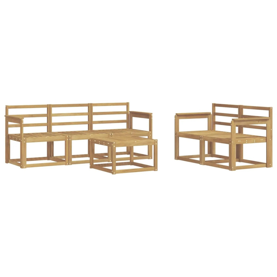 vidaXL Outdoor-Sofagarnitur 6-teilig aus Akazienholz in Weiß mit Tisch und Armlehnen, B/T/H: 59 x 59 x 37 cm - Bild 2