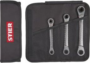 Stier 4-in-1 Doppel-Ringratschenschlüssel-Satz aus Chrom-Vanadium, 3-teilig, Silber, 8 - 19 mm - Bild 1