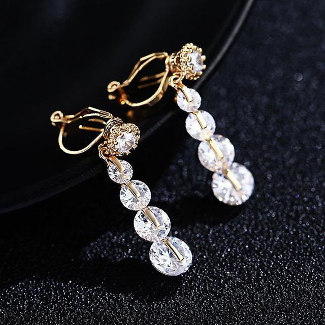 Wucifang Jewelry Clip Ohrringe, Zirkonia, Schwarz, Damen, Messing - Bild 1