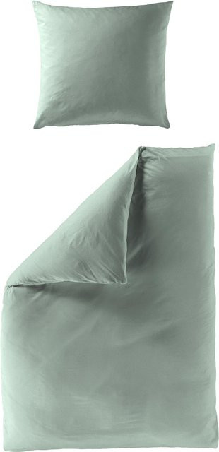 Bierbaum Bettwäsche aus Mako-Satin in Grün mit 1 Kissen, Breite: 135 cm, Höhe: 200 cm und Kissen: 80 x 80 cm - Bild 1