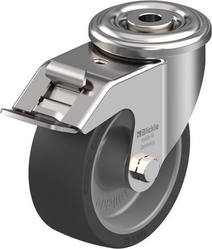 Blickle LIXR-POSI 100G-FI-OF Lenkrolle mit Feststeller aus Edelstahl und Kunststoff in Silber, Rad-Durchmesser: 100 mm, Tragfähigkeit: 100 kg - Bild 1