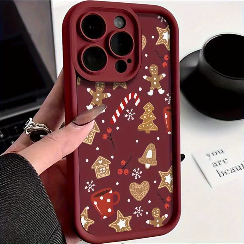 Apple Handyhülle aus TPU mit Weihnachtsbaumrohr-Herzmuster in Rot für iPhone 11 bis iPhone 17 Pro Max Serie - Bild 2