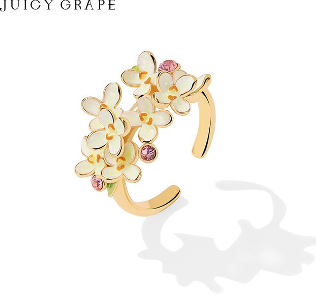 Juicy Grape Ring, Emaille-Osmanthus, 18K Vergoldet, Damen - Bild 1