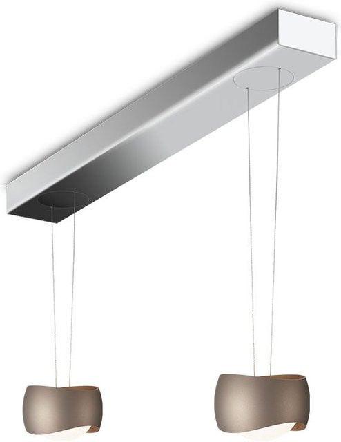 Oligo Curved Slack-Line LED-Pendelleuchte 2-flammig in Brazilian Brown und Chrom mit Tunable White (2200K - 5000K) und Casambi-Steuerung - Bild 1
