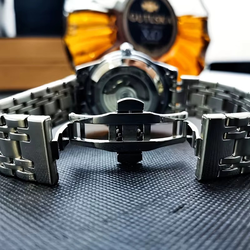 AOKULASIC Armbanduhr Automatik, Edelstahl, Gold, Mondphasenanzeige, Herren - Bild 2