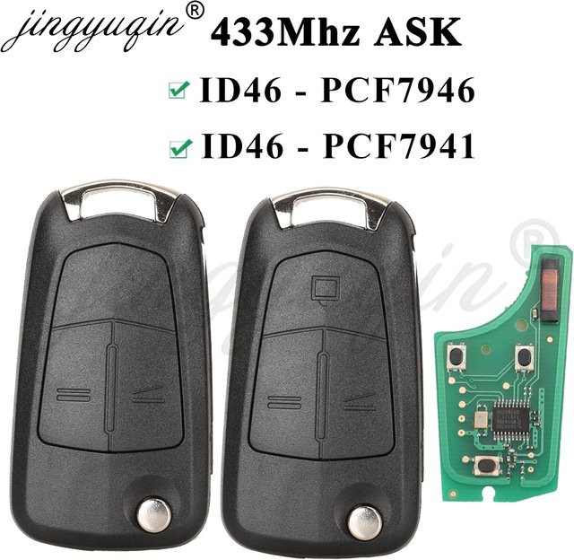Jingyuqin Flip Remote Autoschlüssel 433MHz in Schwarz für Opel Astra H, Zafira B, Vectra C und Corsa D - Bild 1