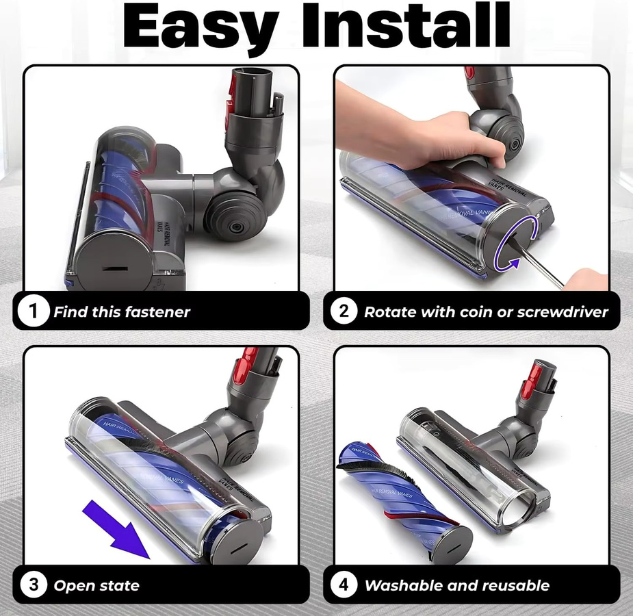 Dyson Anti-Tangle Direct Drive Reinigerkopf für V7 V8 V10 V11 V15 Staubsauger in Grau - Bild 5