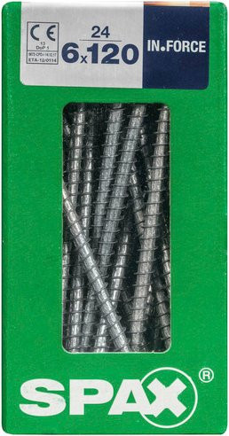 Spax Holzbauschraube Torx aus Stahl, silberfarben, 24 Stück, Durchmesser: 6 mm, Länge: 120 mm - Bild 1