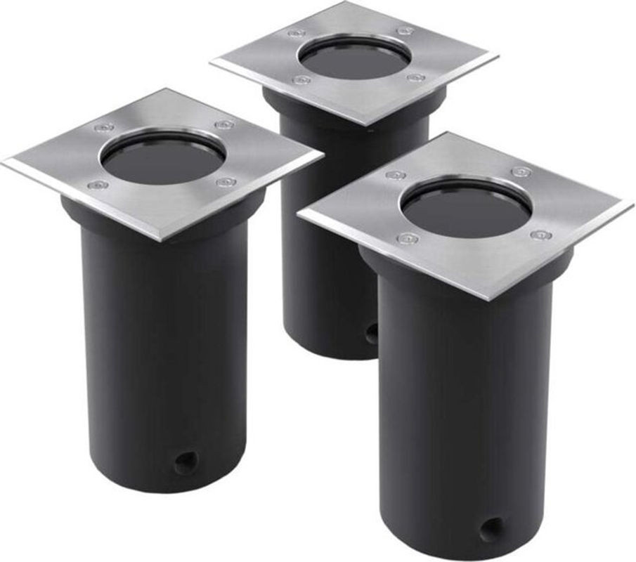 Vidaxl Set aus 3 quadratischen Outdoor Bodenleuchten in modernem Design aus Edelstahl und Glas mit IP67 Schutzklasse für die Wegeleuchtung - Bild 1