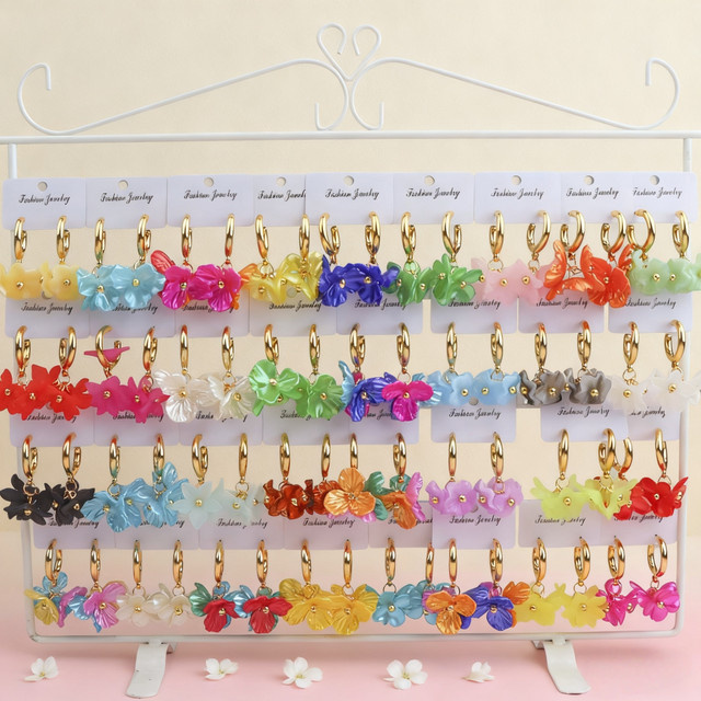 Ohrringe Acryl, Blumen, Mehrfarbig, Damen - Bild 1