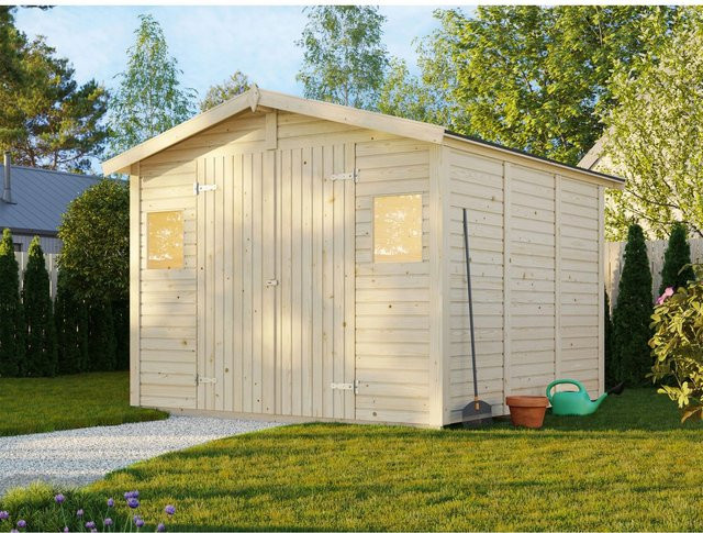 Palmako Dan Holz-Gartenhaus aus Fichte mit Satteldach und Boden in Braun B/H/T: 295 x 220 x 280 cm - Bild 1
