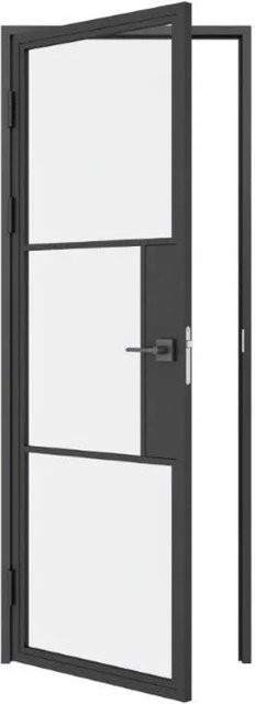 inova Loft Glastür Komplettset mit Beschlag und Schloss, Klarglas, Schwarz, DIN Links, B: 93,0 cm, H: 231,5 cm - Bild 1