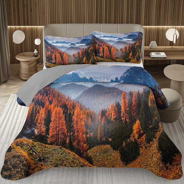JMG Household Supplies Tagesdecke Set Naturlandschaft aus Mikrofaser und Polyester, Multicolor, B/H: 135 x 200 cm - Bild 1