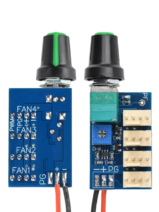 Gaqqee 4-Kanal PWM Lüftergeschwindigkeitsregler Modul DC 12V 3A mit manueller Einstellung in Rot, Schwarz und Blau - Bild 3
