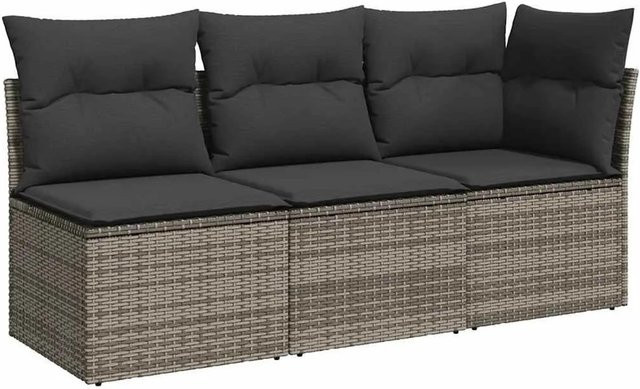 vidaXL Ecksofa L-Shape aus Poly Rattan in Grau mit Sitzkissen und Stauraum - Bild 1