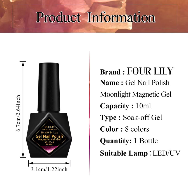 Four Lily Mondlicht Katze Magnetischer Gel Nagellack, 10 ml, Schimmernd - Bild 6