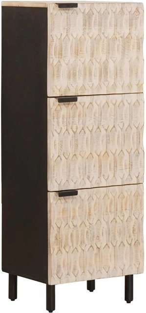 vidaXL Highboard aus Mango Massivholz mit Tür in Weiß gewaschener Oberfläche, B/T/H: 40 x 33 x 110 cm - Bild 1