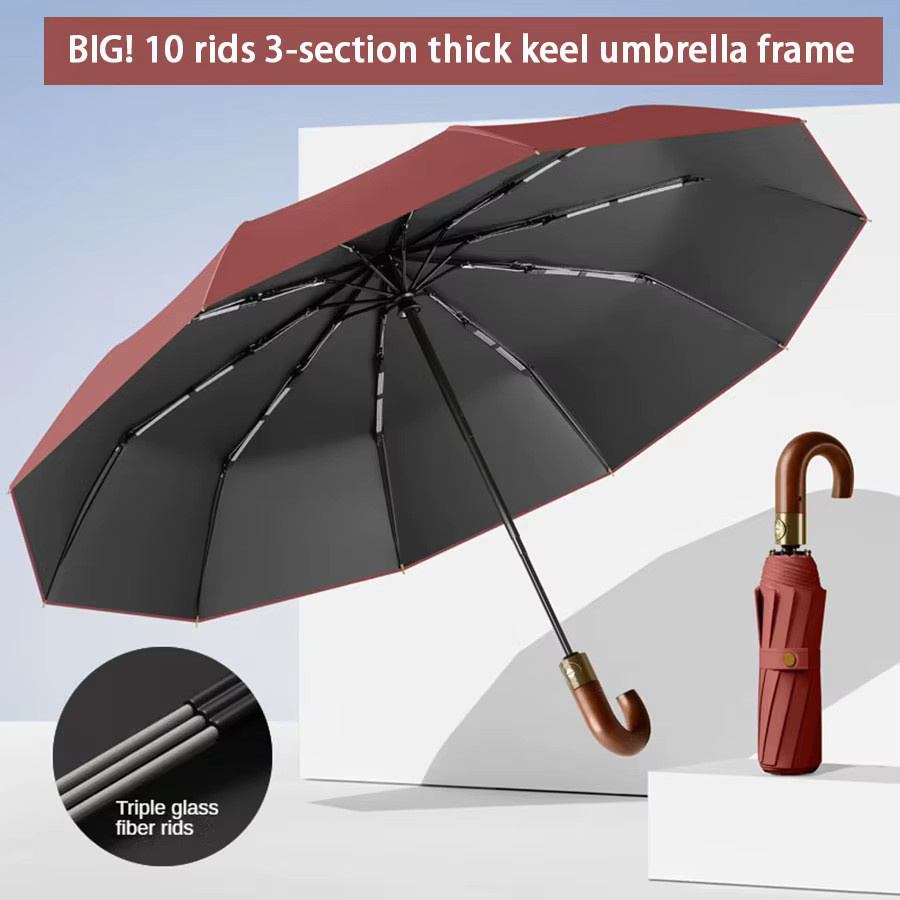 Mustarpicking Regenschirm mit UV-Schutz UPF50+ und automatischem Griff in Grün - Bild 4