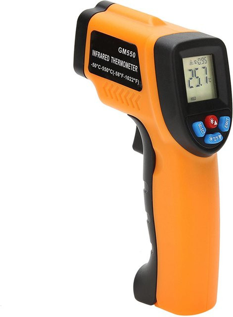 Kkmoon Handheld Infrarot-Thermometer digitales Pyrometer mit LCD-Anzeige und Laser in Orange - Bild 1