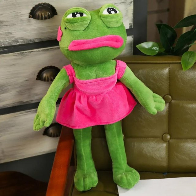 HoppyGro Pepe der traurige Frosch, Plüschtier, 45cm, Rosa / Pink, Grün - Bild 1
