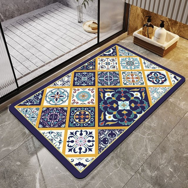 VIKAMA Kristallvelours Badezimmerteppich im Retro-Stil, rechteckig, Breite: 60 cm, Tiefe: 40 cm - Bild 1