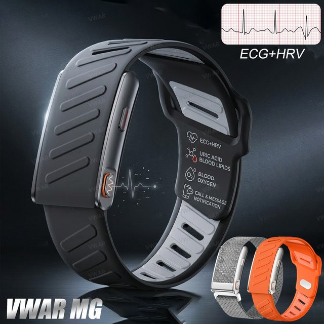 VWAR MG Fitness-Tracker mit KI-Körperzusammensetzungsanalyse und Gesundheitsfunktionen wie EKG, PPG, Blutdruck und Blutsauerstoff in Schwarz oder Silber - Bild 1