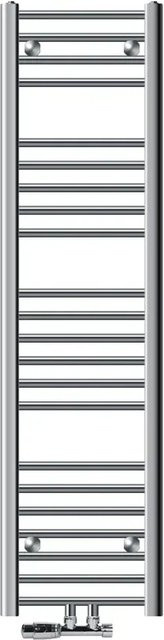 LuxeBath Badheizkörper aus Stahl in Chrom Silber mit Mittelanschluss und Wand-Anschlussgarnitur, Höhe: 140 cm, Breite: 30 cm - Bild 2