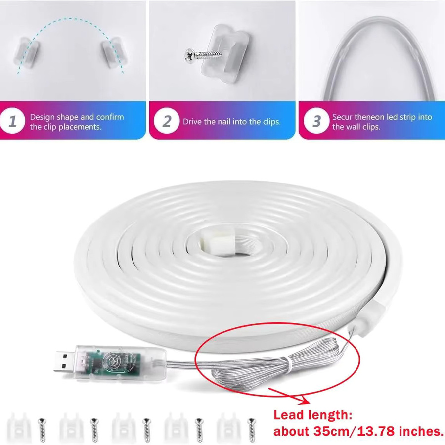 IEEYEEY RGBIC Neon LED Streifen mit Bluetooth und USB-Anschluss, IP67 Wasserdicht, Multicolour Neon Flex für Gaming und Party-Dekoration - Bild 4
