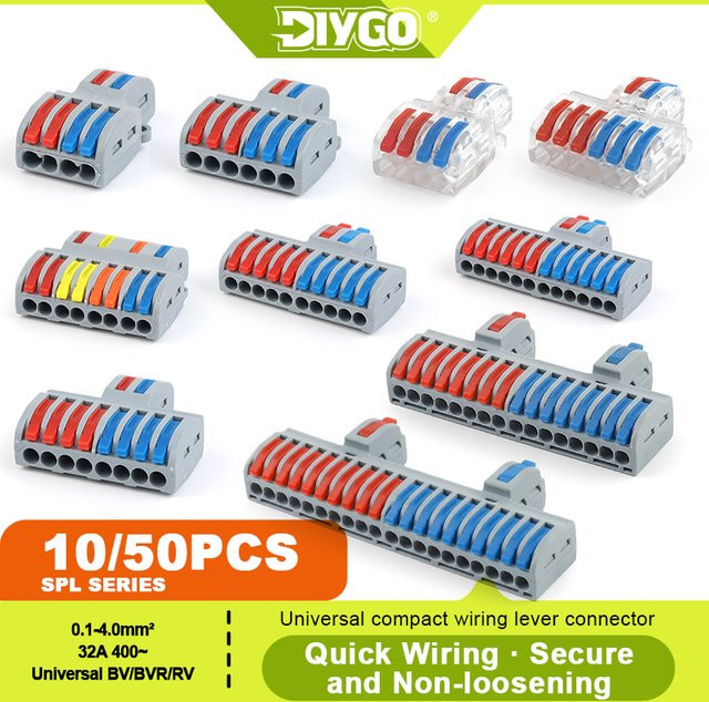 DIY GO Universelle Push-in Schnellverbinder SPL Typ Mini Verdrahtungsverbinder Leiterklemmen - Bild 1