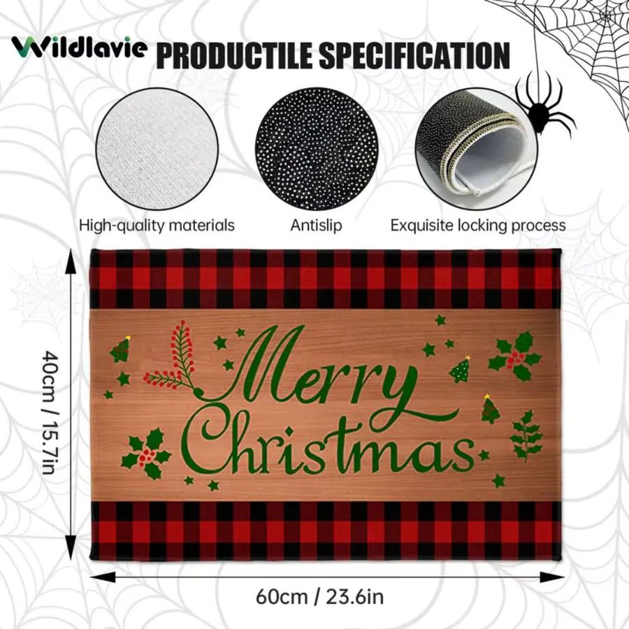 VIKAMA Weihnachts-Fußmatte für den Außenbereich und Innenbereich mit Frohe Weihnachten Motiv in Multicolor - Bild 5