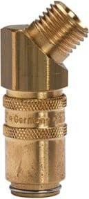 Riegler Temperierkupplung DN 6 mit Absperrventil, Messing, Gold, G 1/4 45° - Bild 1