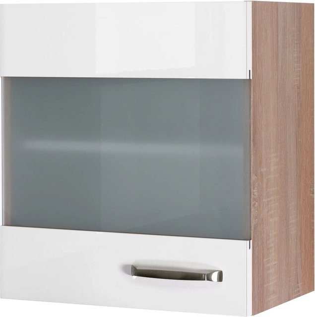 Flex-Well Küchen-Hängeschrank Valero mit Glastür in Weiß und Sonoma Eiche, B/H/T: 50 x 54,8 x 32 cm - Bild 1