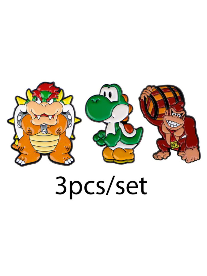 Bandai 3er-Set Emaille-Pins, Cartoon-Dinosaurier-Broschen, Bunt, Unisex - Bild 2
