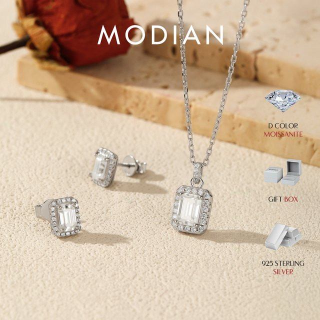 MODIAN Schmuck-Set, 925 Silber, Moissanit, Zirkonia, Damen - Bild 1