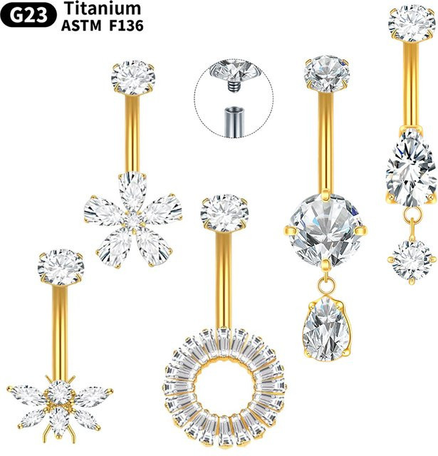 SWANJO Bauchnabelring Titan, Gold, Damen - Bild 1
