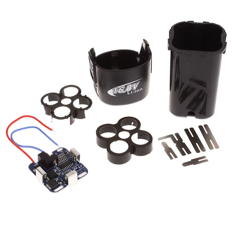 KOQZM 4S BMS 18650 Lithium-Batterie-Aufbewahrungsbox für Elektrowerkzeuge in Schwarz, 16,8V PCBA mit Halterung und Nickel-Kapazitätsaufkleber (ohne Batterie) - Bild 4