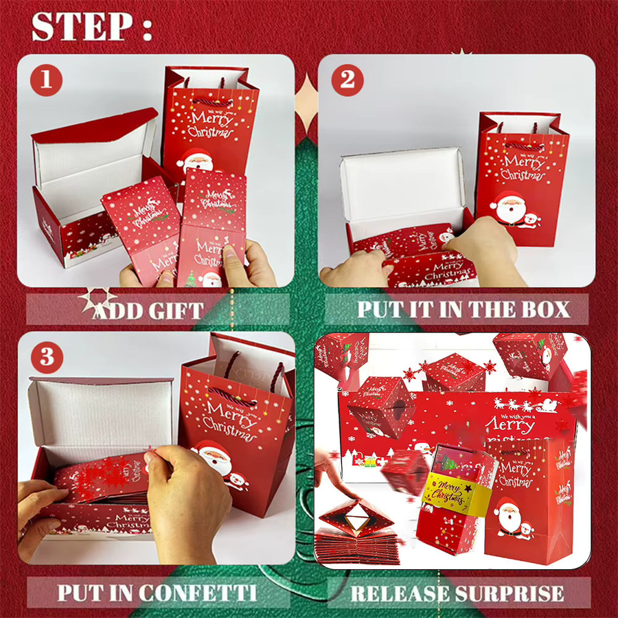 MEROCA Überraschungsbox mit Konfetti aus Pappe in Rot für Geburtstage, Hochzeiten und Jubiläen - Bild 4