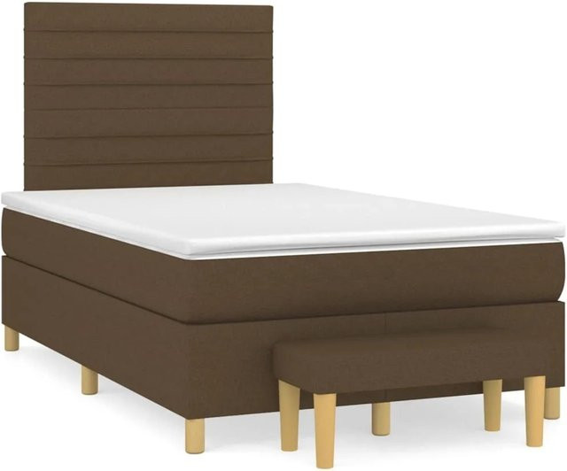 vidaXL Boxspringbett mit Matratze Hybrid-Design in Dunkelbraun und Weiß, B/T/H: 120 x 200 x 118 cm - Bild 1