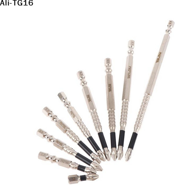 YY PH2 Schlagschrauber-Bit-Set mit Magnet, rutschfest und wasserdicht, Farbe: Silber - Bild 1
