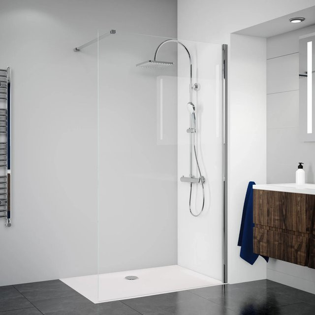 Breuer Walk-In Duschwand Panorama in Chrom und Klarglas, Breite: 120 cm - Bild 1